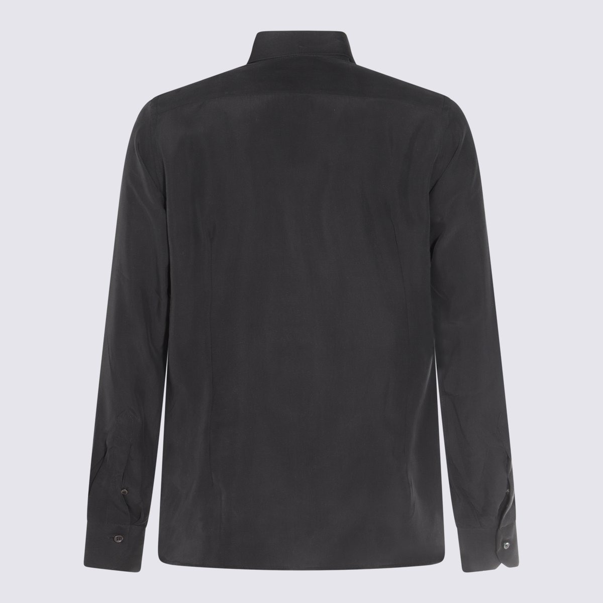Canali Long-Sleeved Shirt with Concealed Button Placket Zwart