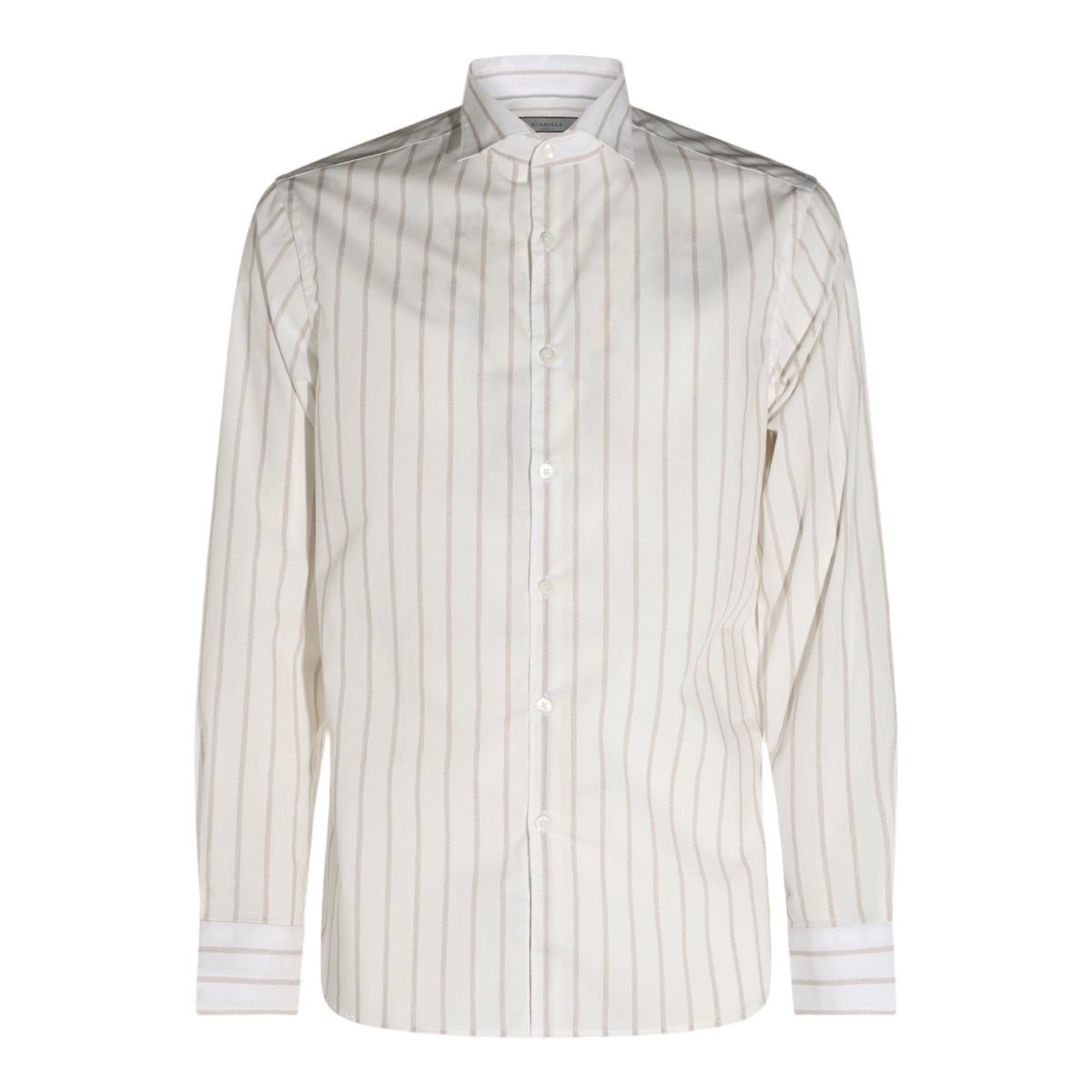 Canali Vertical Striped Casual Shirt with Structured Collar Wit