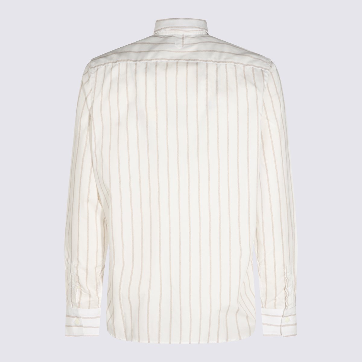 Canali Vertical Striped Casual Shirt with Structured Collar Wit
