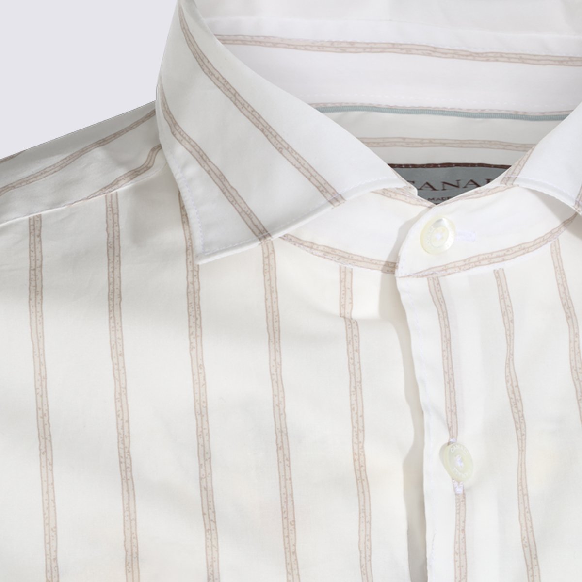 Canali Vertical Striped Casual Shirt with Structured Collar Wit