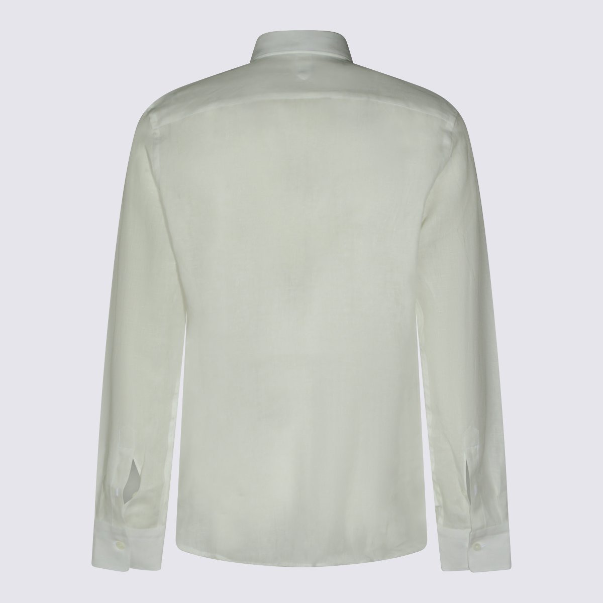 Canali Long-Sleeve White Shirt with Pointed Collar Wit