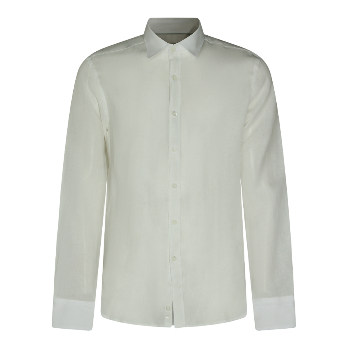 Canali Long-Sleeve White Shirt with Pointed Collar Wit