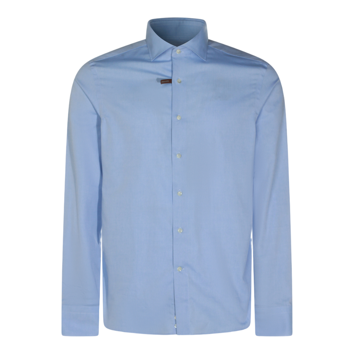 Canali Pointed Collar Long-Sleeve Dress Shirt with Button-Down Front Blauw