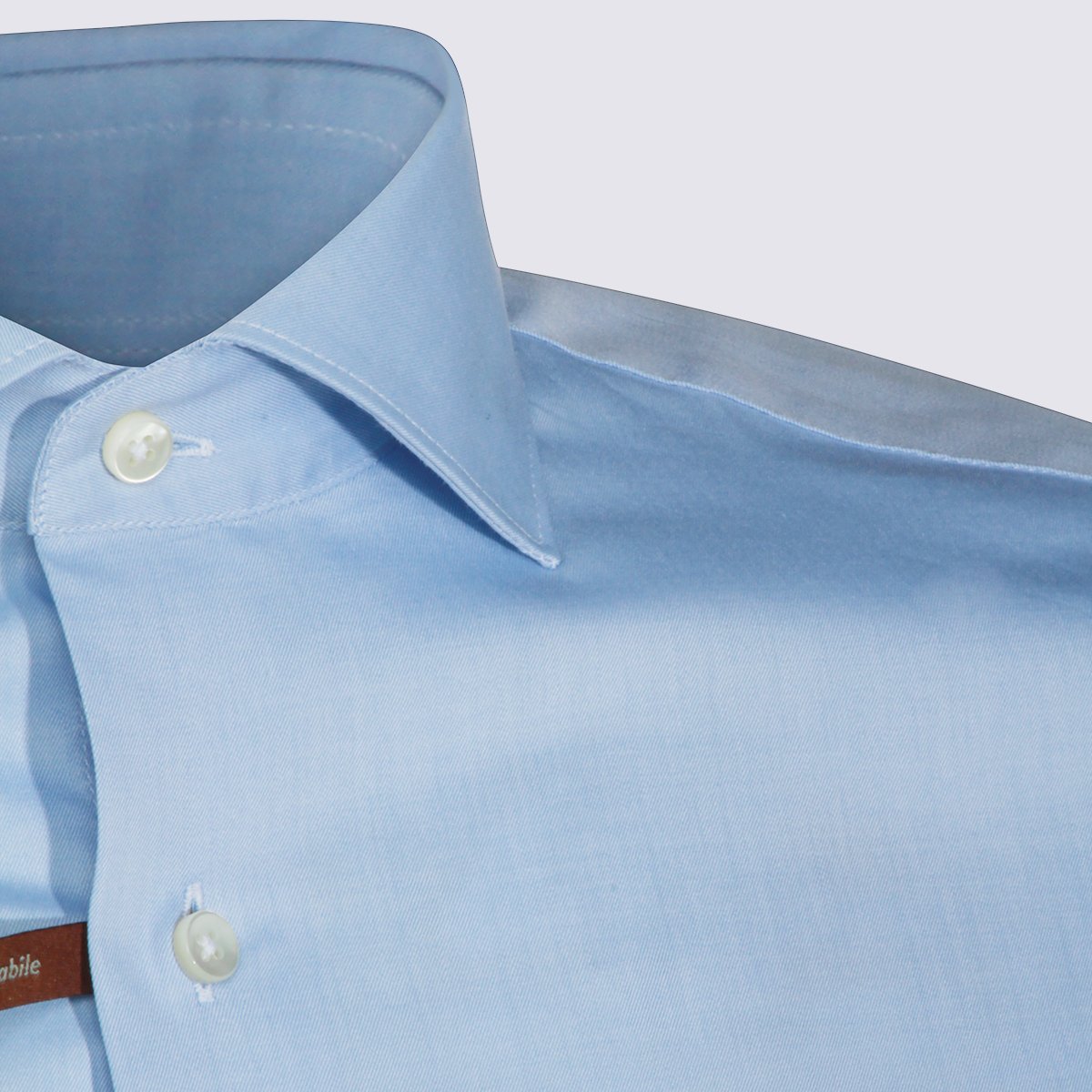 Canali Pointed Collar Long-Sleeve Dress Shirt with Button-Down Front Blauw