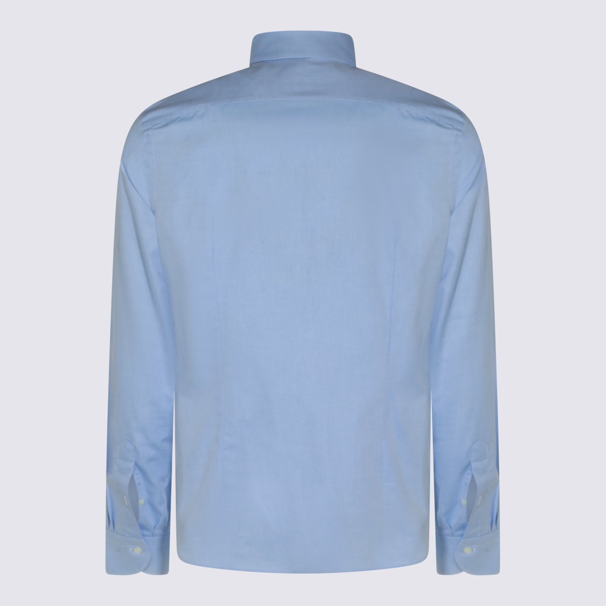 Canali Pointed Collar Long-Sleeve Dress Shirt with Button-Down Front Blauw