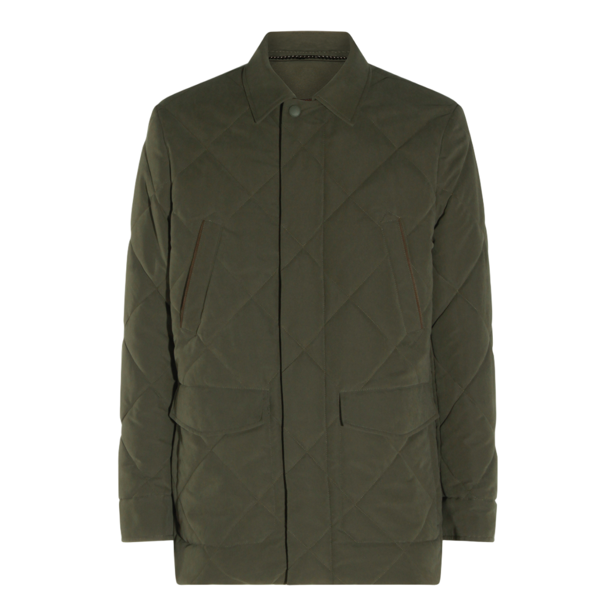 Canali Quilted Casual Jacket With Classic Collar And Functional Pockets Grijs