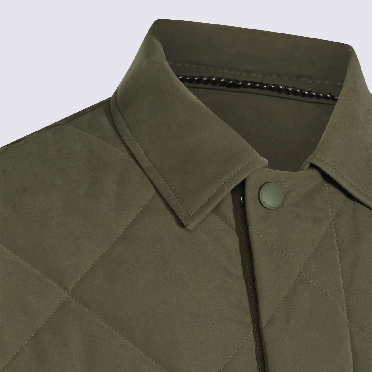Canali Quilted Casual Jacket With Classic Collar And Functional Pockets Grijs