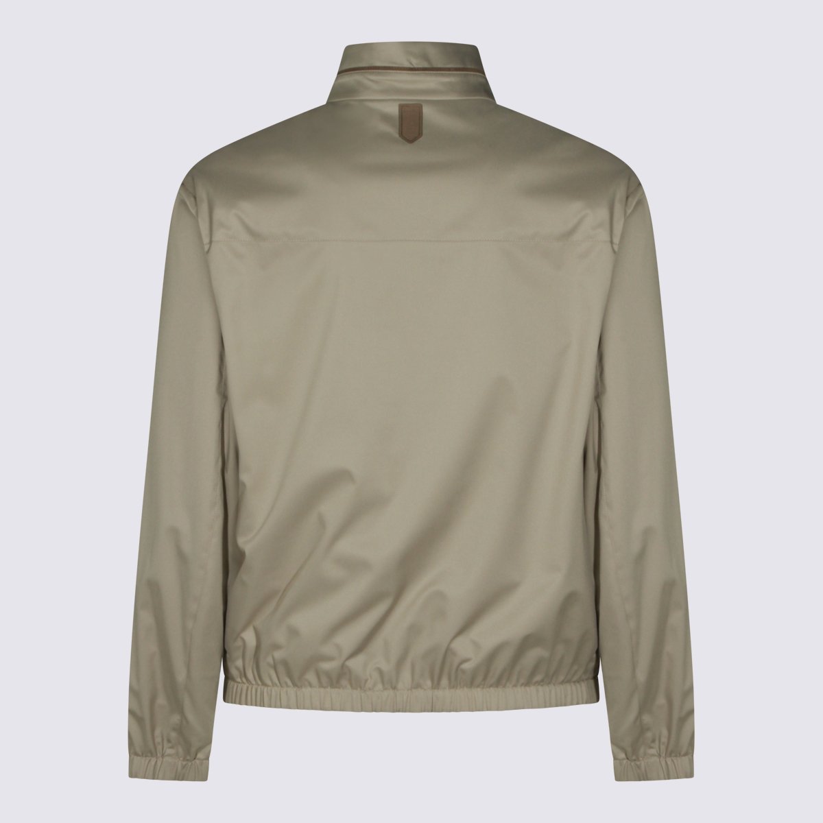 Canali Minimalist High Collar Jacket With Front Zipper And Smooth Finish Neutraal