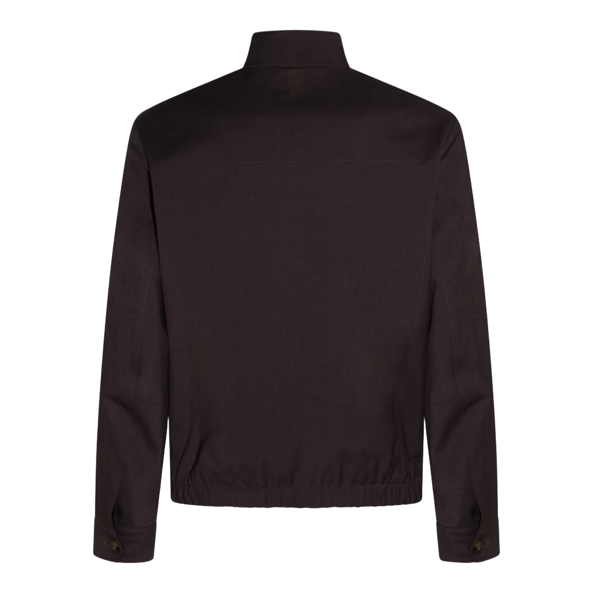 Canali High Collar Black Jacket With Zipper Closure Zwart