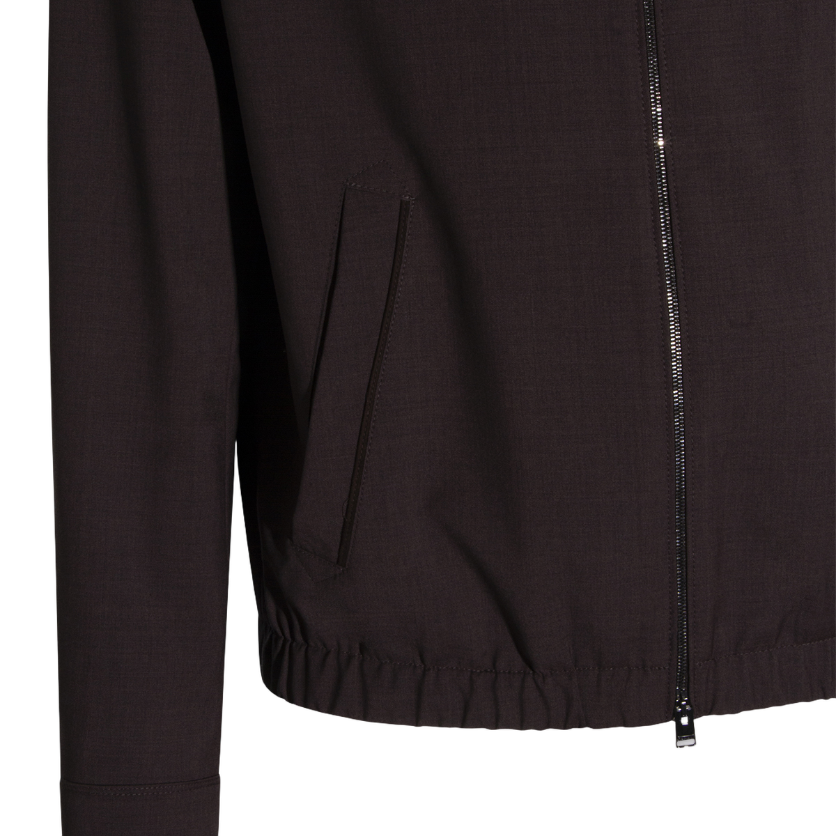 Canali High Collar Black Jacket With Zipper Closure Zwart