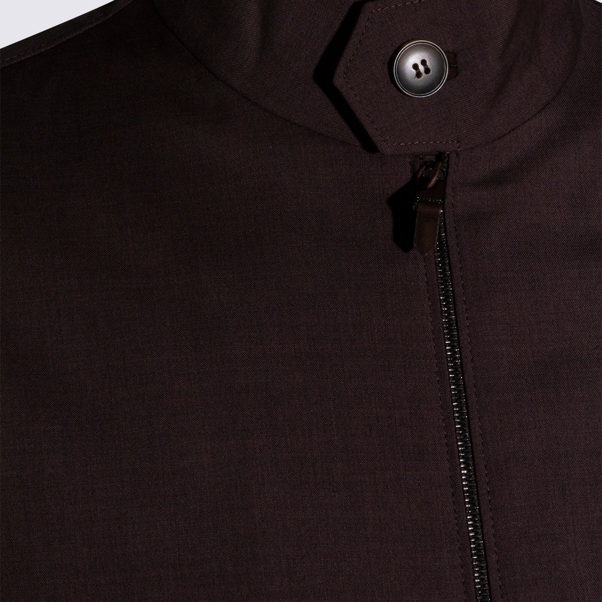 Canali High Collar Black Jacket With Zipper Closure Zwart