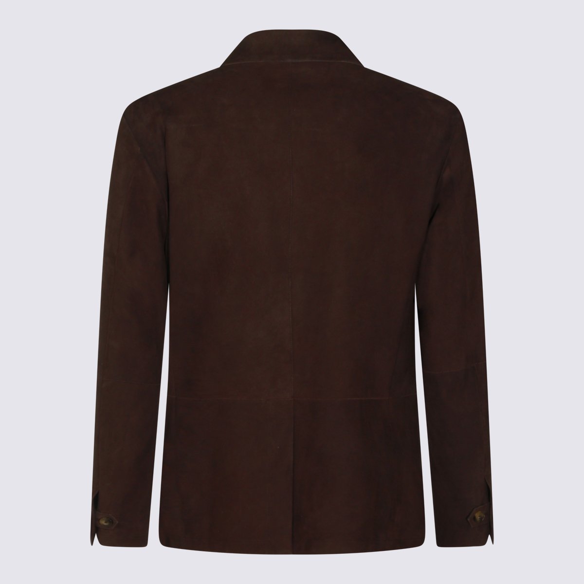 Canali Rich Dark Brown Suede Jacket With Tailored Fit Bruin