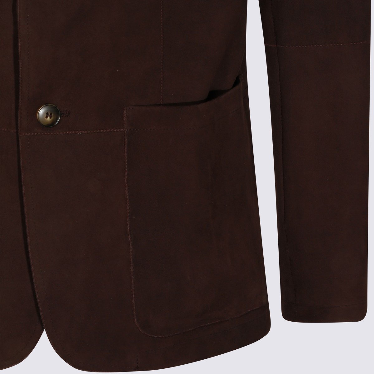 Canali Rich Dark Brown Suede Jacket With Tailored Fit Bruin
