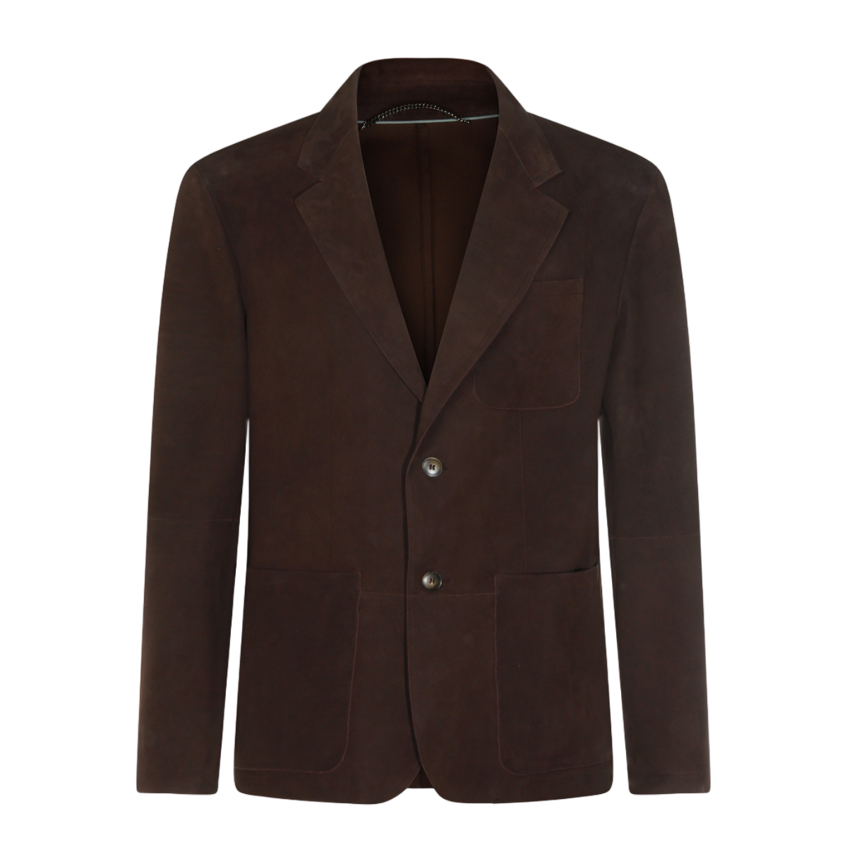 Canali Rich Dark Brown Suede Jacket With Tailored Fit Bruin