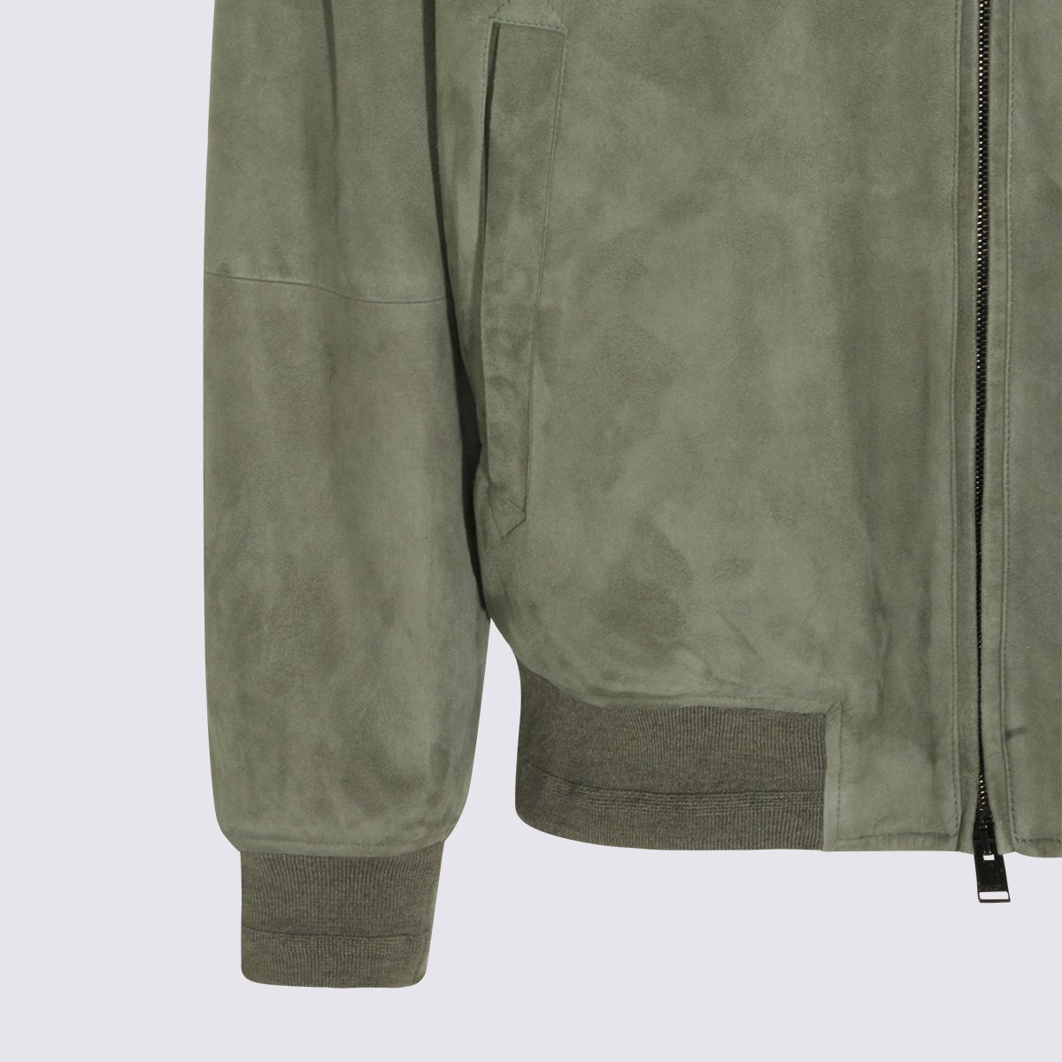 Canali Suede-Texture Casual Jacket With Sherpa Collar Grijs