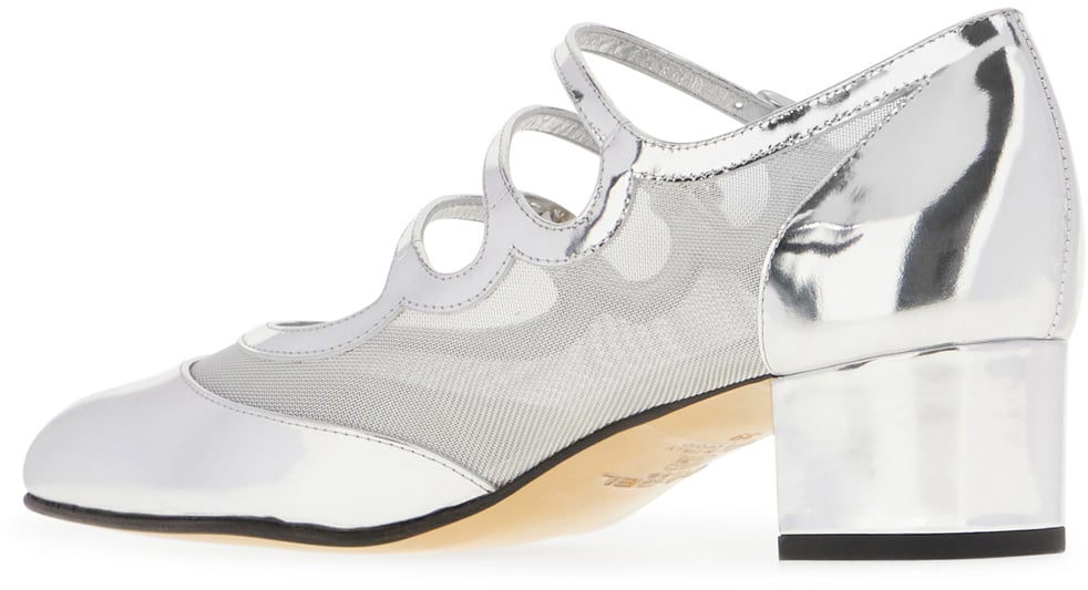 Carel Carel Silver leather and mesh Knight pumps Zilver