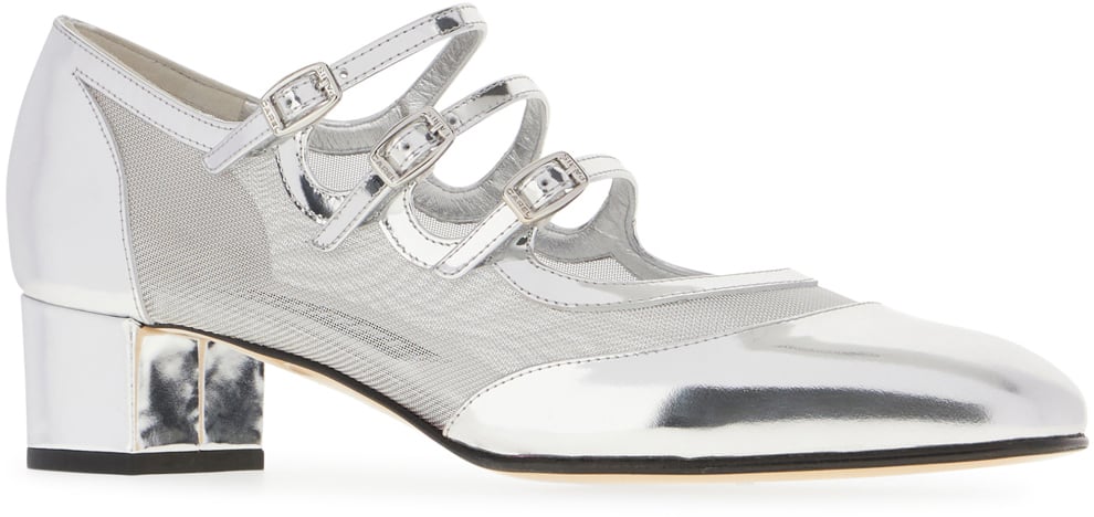 Carel Carel Silver leather and mesh Knight pumps Zilver
