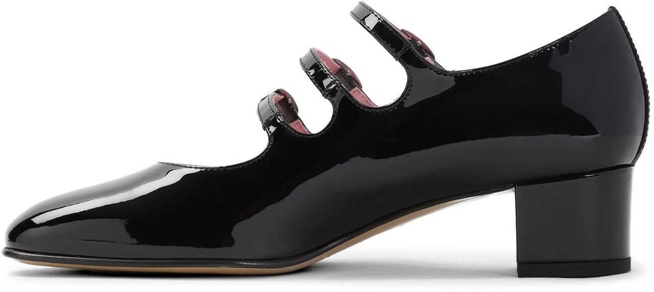 Carel Paris Kina Patent Leather Block Heel Shoes Zwart