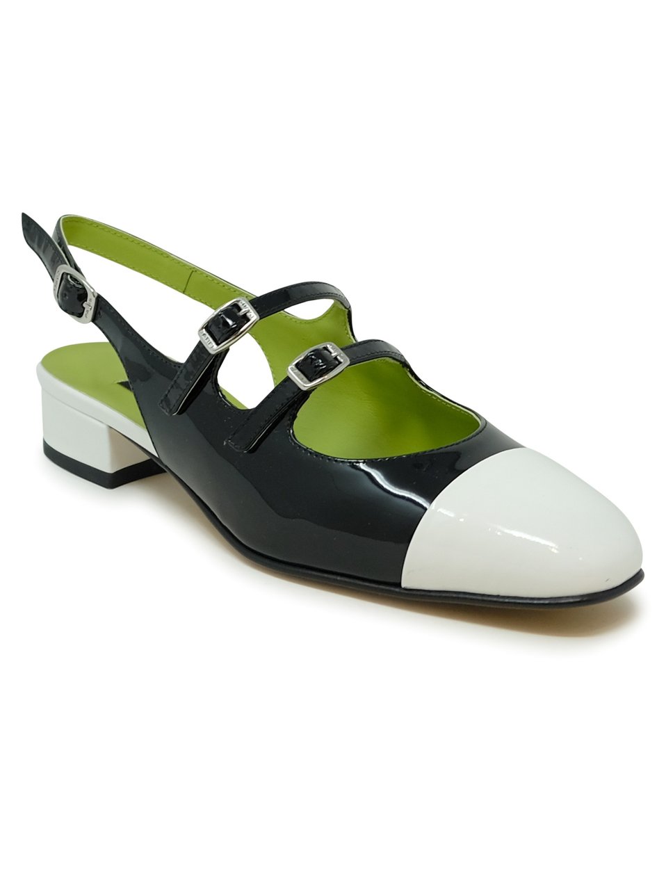 Carel Paris CAREL PARIS ABRICOT 24 332214  BLACK AND WHITE LEATHER BALLET PUMPS Zwart