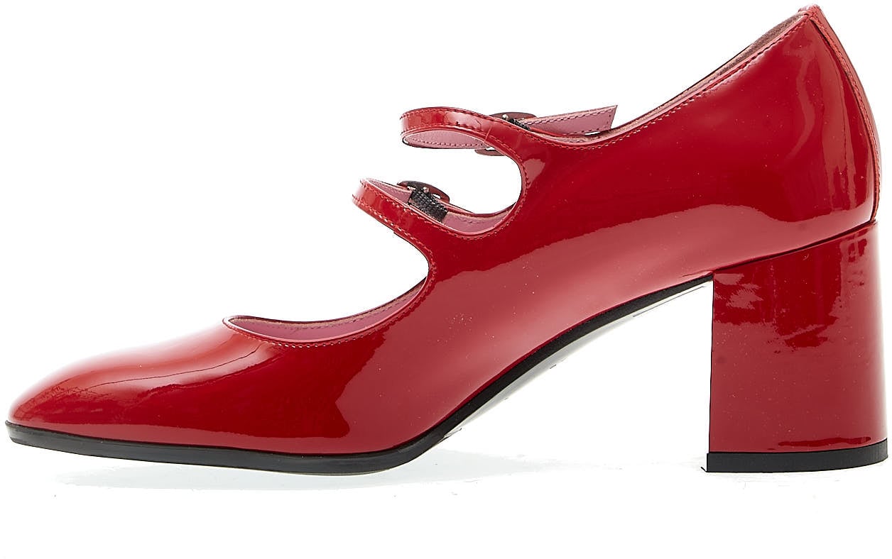 Carel Paris Decoltè Tacco 70 Mm Cinturini Vernice Rossa Rood