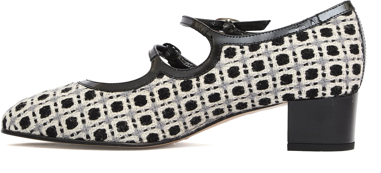 Carel Paris Pump Cinturini Tacco 40 Mm Tessuto Lana Grigio E Nero Grijs