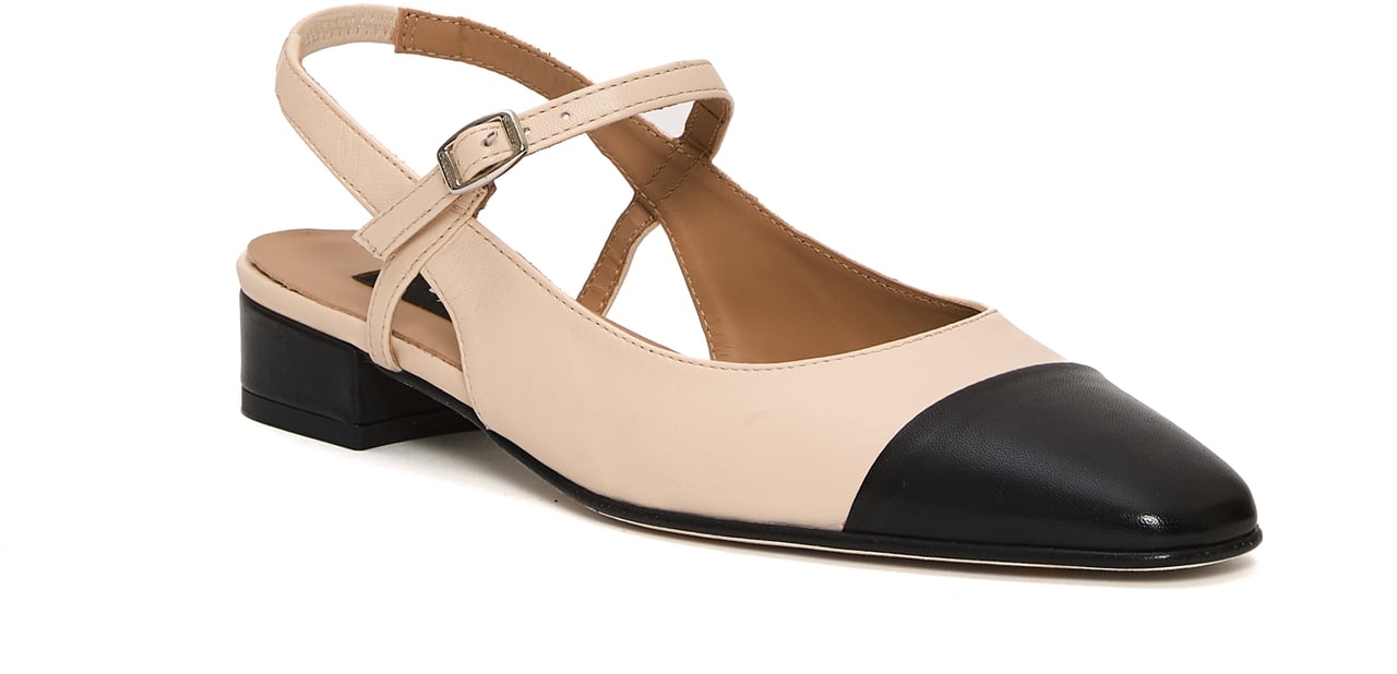 Carel Paris Slinback Pelle Beige E Nera Tacco 20mm Wit