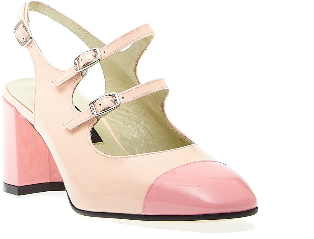 Carel Paris Slingback Tacco 70 Mm Vernice Cipria E Rosa Roze
