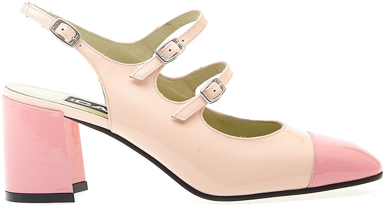 Carel Paris Slingback Tacco 70 Mm Vernice Cipria E Rosa Roze