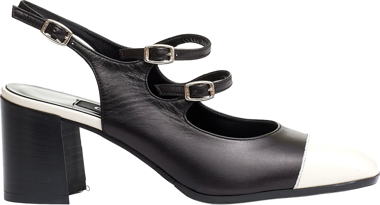 Carel Paris Slingback Cinturini Nero E Panna Tacco 80 Mm Zwart