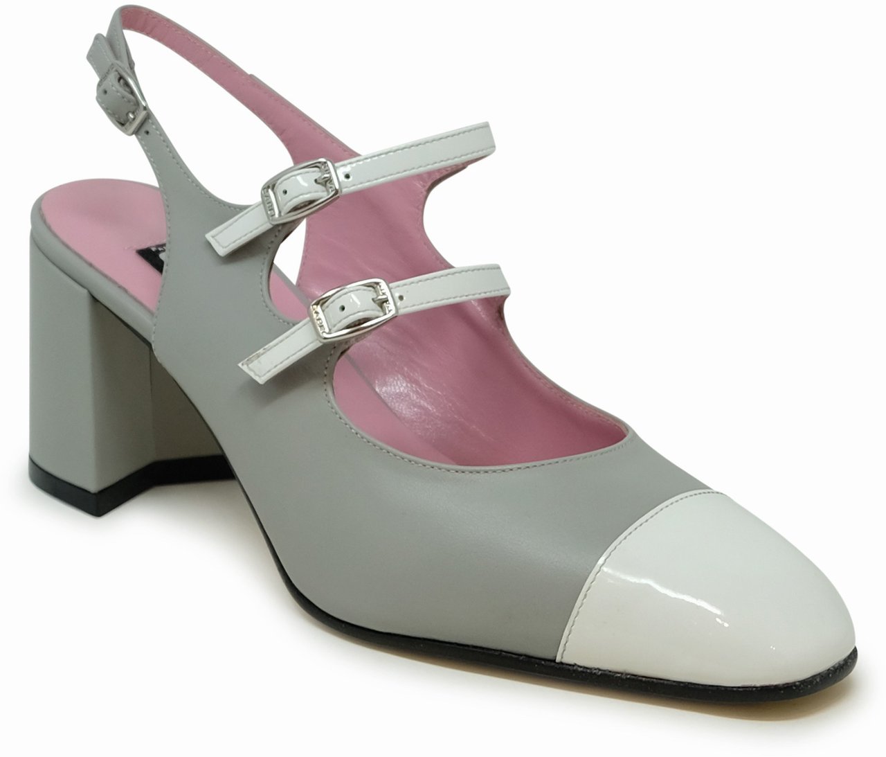 Carel Paris CAREL PARIS PAPAYA24 332268 GREY AND WHITE  LEATHER BALLET PUMPS Grijs