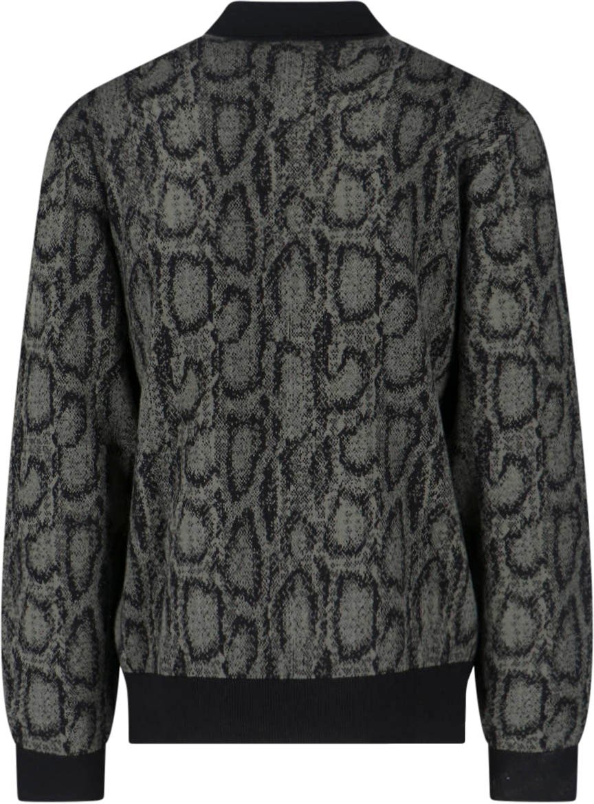 Carhartt Green Snake Print Long-Sleeve Polo Sweater Groen