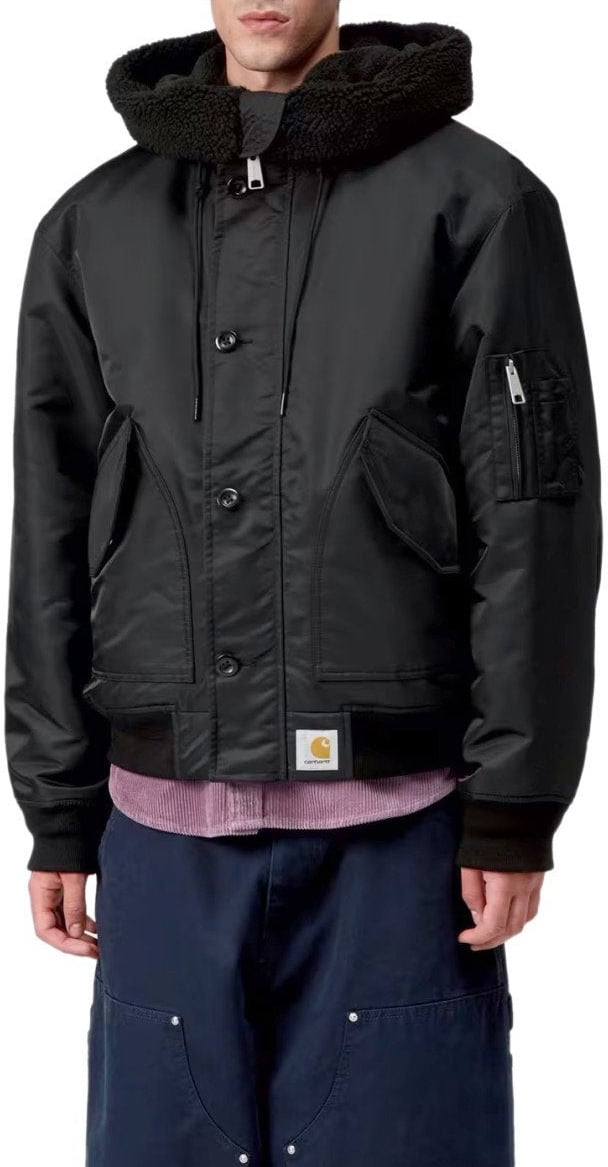 Carhartt CARHARTT WIP OLTERO HOODED BOMBER JACKET Zwart