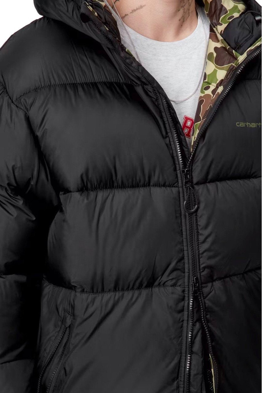 Carhartt CARHARTT WIP TORONTO CAMO DUCK HOODED PADDED JACKET Zwart