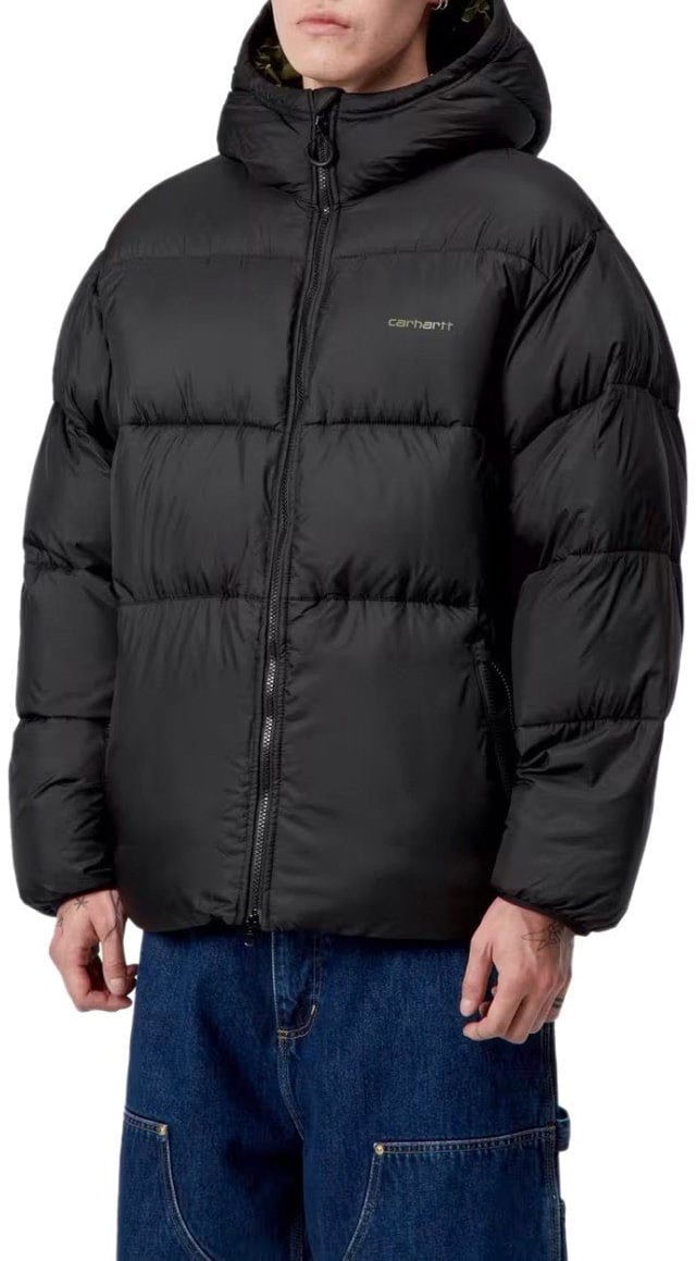 Carhartt CARHARTT WIP TORONTO CAMO DUCK HOODED PADDED JACKET Zwart