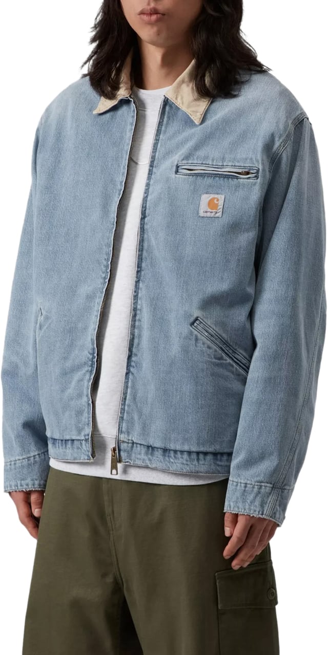 carhartt wip og detroit jacket coton blue dusty brown Blauw