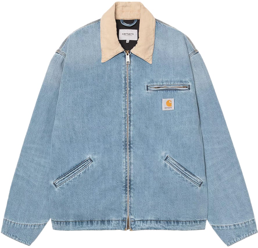 carhartt wip og detroit jacket coton blue dusty brown Blauw