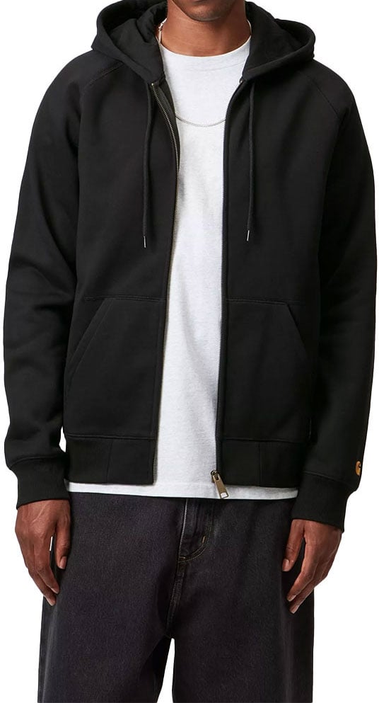 carhartt wip hooded chase jacket black Zwart