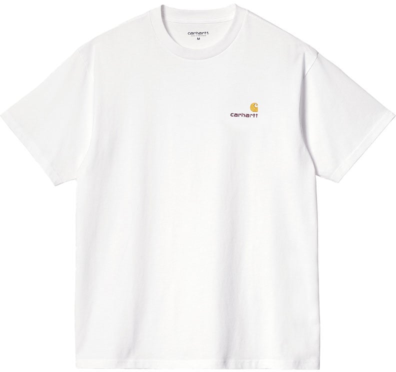 carhartt wip s s american script tshirt coton blanc Beige