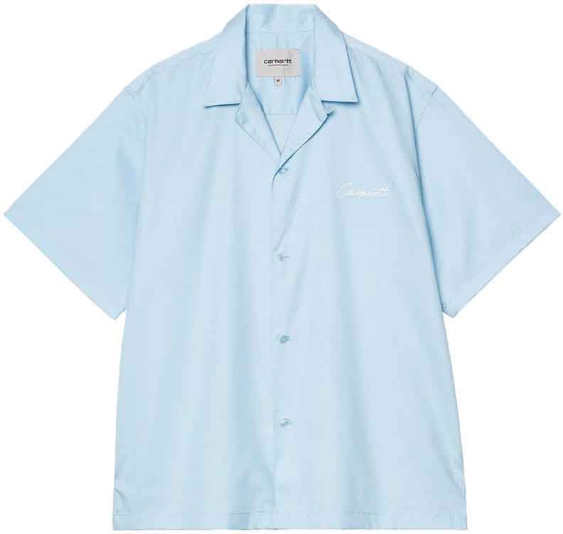 Carhartt carhartt wip s s delray shirt coton icaria white Blauw