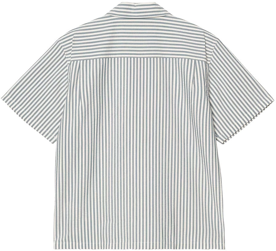 Carhartt carhartt wip s s leavel shirt coton raye bleu Blauw