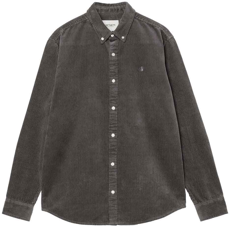 Carhartt chemise madison en velours cotele 2 Grijs