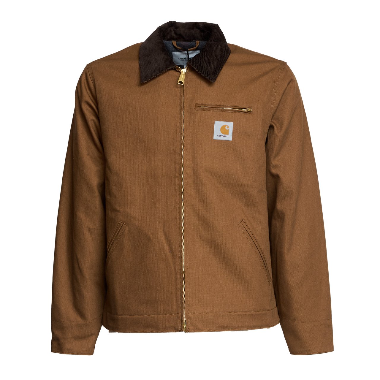 Carhartt Brown Cotton Casual Jacket with Velvet Collar and Adjustable Features Bruin