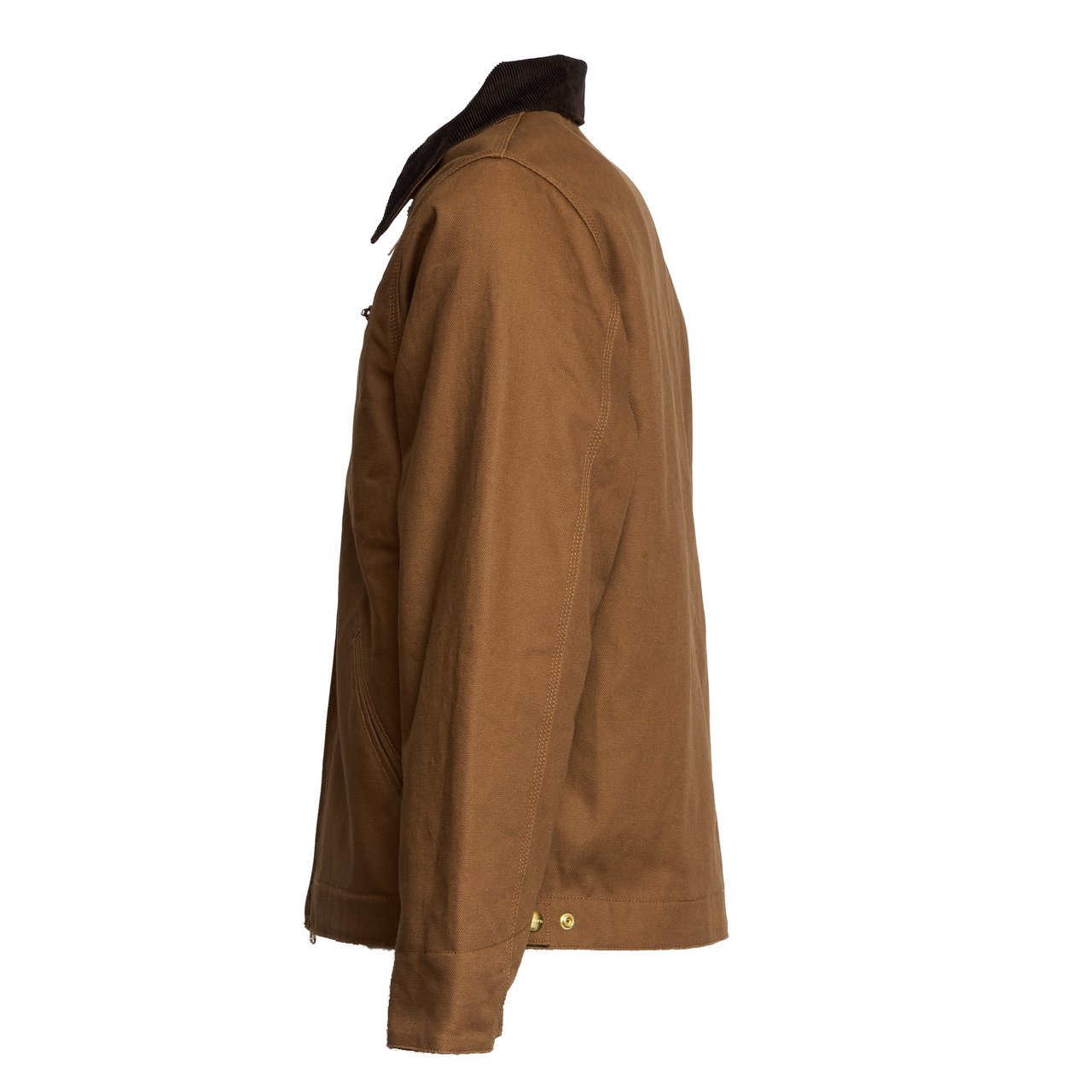 Carhartt Brown Cotton Casual Jacket with Velvet Collar and Adjustable Features Bruin
