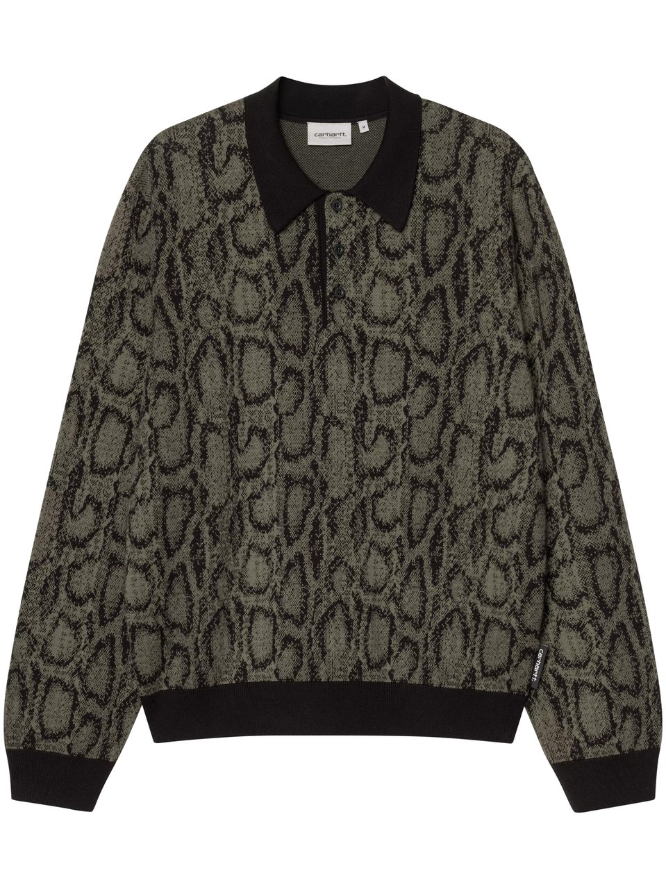 Carhartt All-Over Snake Print Long-Sleeve Polo Zwart