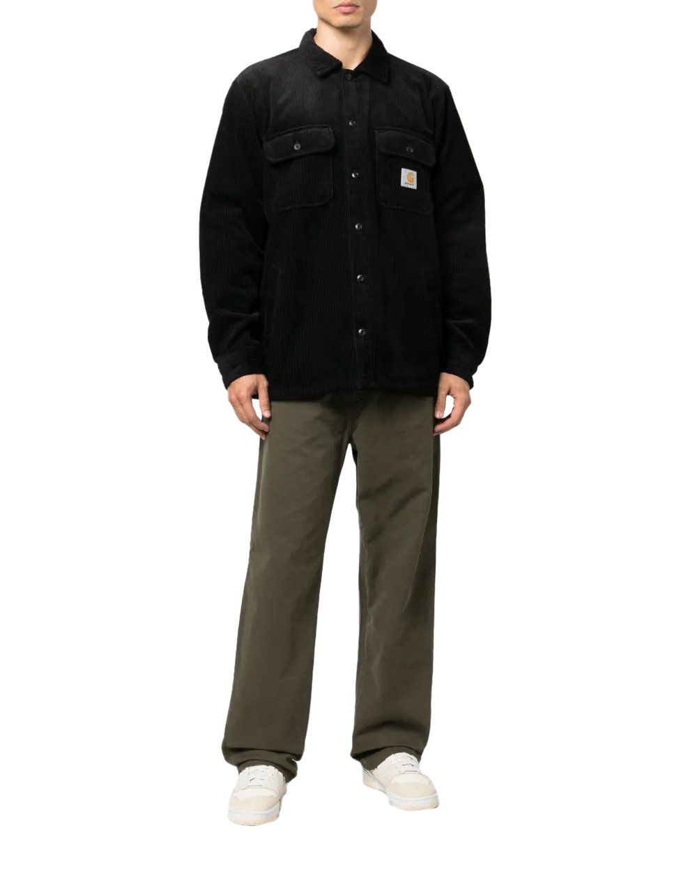 Carhartt veste chemise en velour avec patch logo Zwart