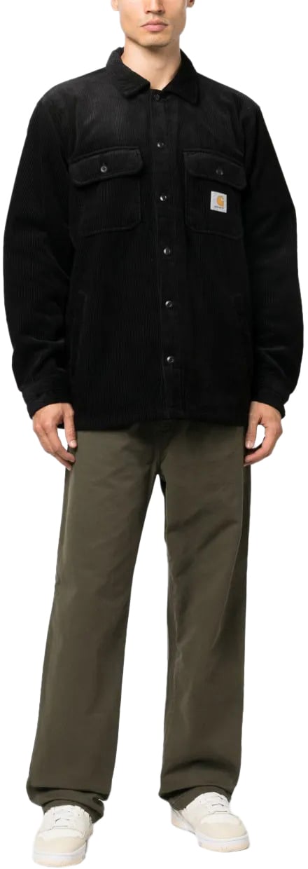 Carhartt veste chemise en velour avec patch logo Zwart