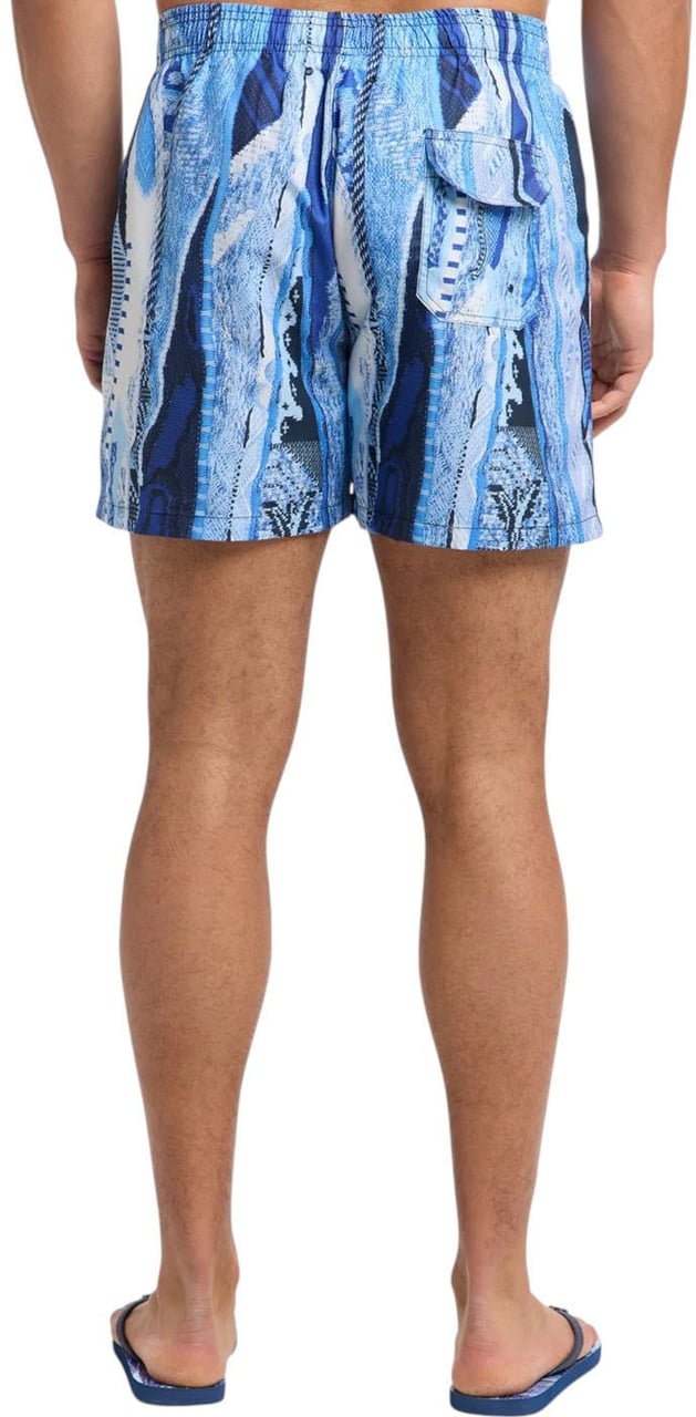 Carlo Colucci Knit Print Swimshort Blue Multi Blauw