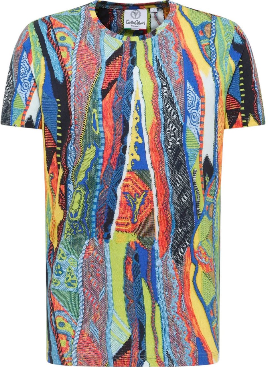 Carlo Colucci Knit Print T-shirt Petrol Divers