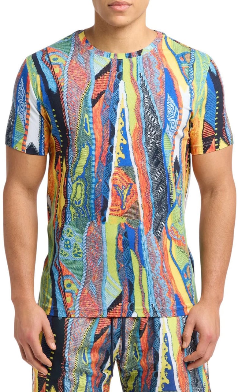 Carlo Colucci Knit Print T-shirt Petrol Divers