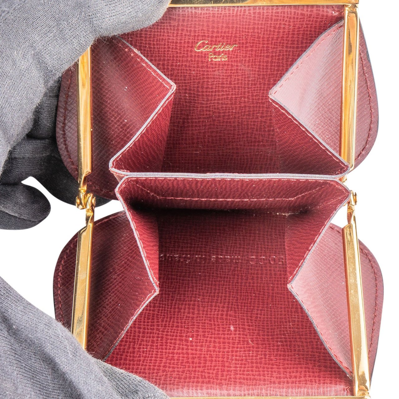 Cartier Cartier Bordeaux Leather Coin Purse Wallet Rood